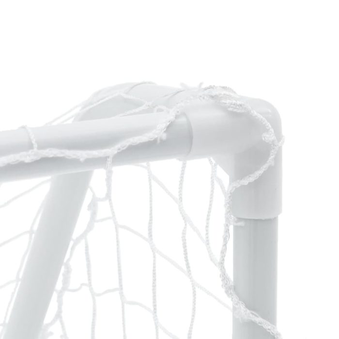 vidaXL Fotballmål for barn 2 stk med ball hvit 64x35x48 cm metall