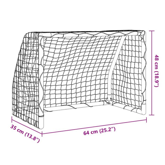 vidaXL Fotballmål for barn 2 stk med ball hvit 64x35x48 cm metall