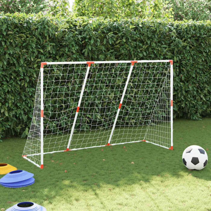vidaXL Fotballmål for barn med baller 2-i-1 hvit 184x64x124 cm