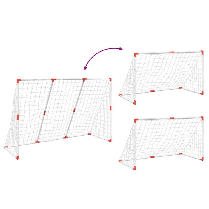 vidaXL Fotballmål for barn med baller 2-i-1 hvit 184x64x124 cm
