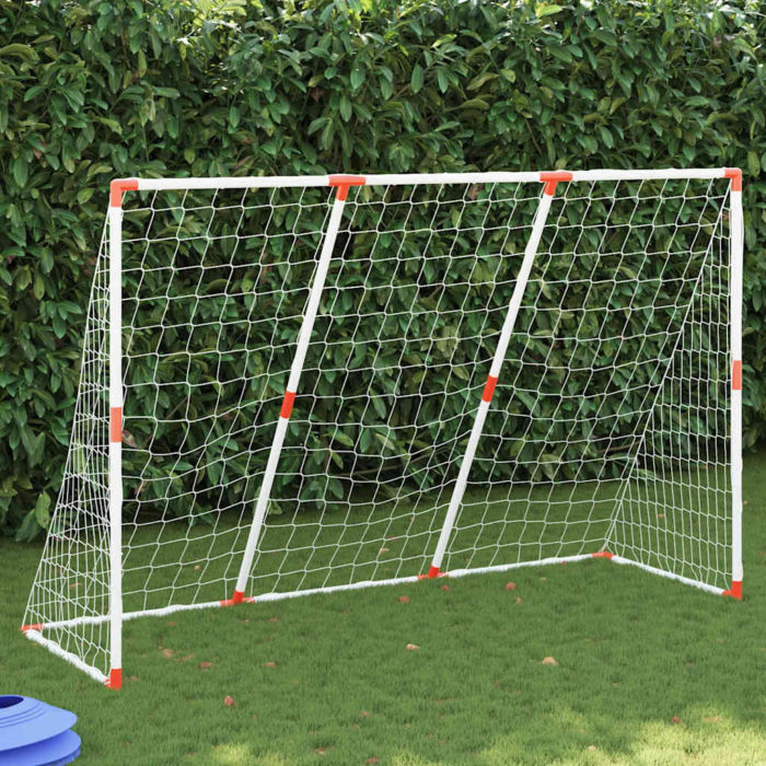 vidaXL Fotballmål for barn med baller 2-i-1 hvit 184x64x124 cm