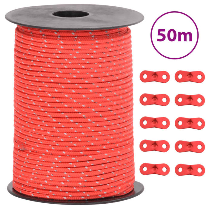 vidaXL Barduner med refleksstrimler og skiftenøkler 50 m 3 mm