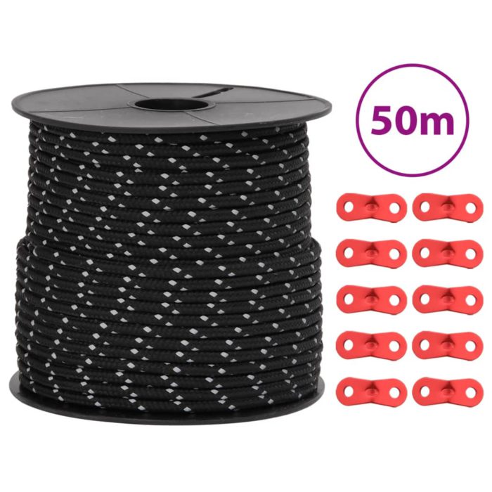 vidaXL Barduner med refleksstrimler og skiftenøkler 50 m 4 mm