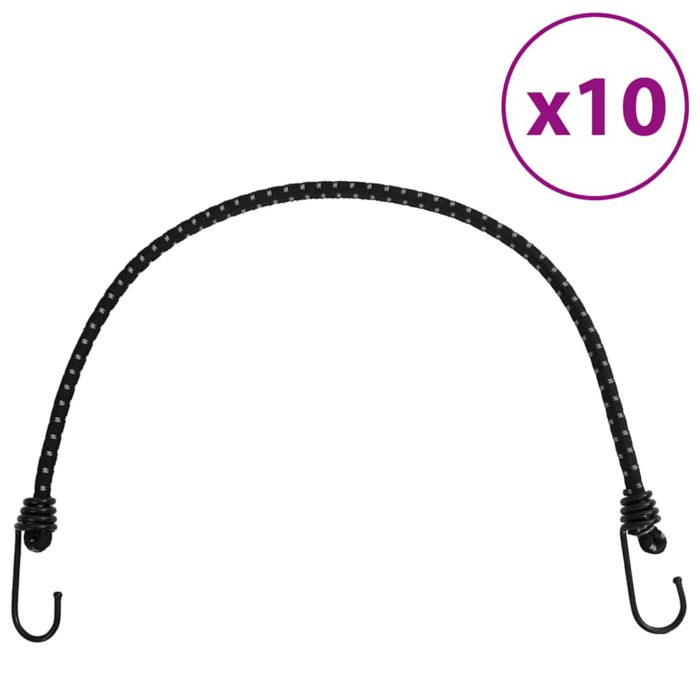 vidaXL Strikksnorer med refleksstrimler og kroker 10 stk 59 cm