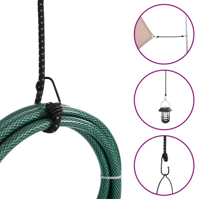 vidaXL Strikksnorer med refleksstrimler og kroker 10 stk 59 cm