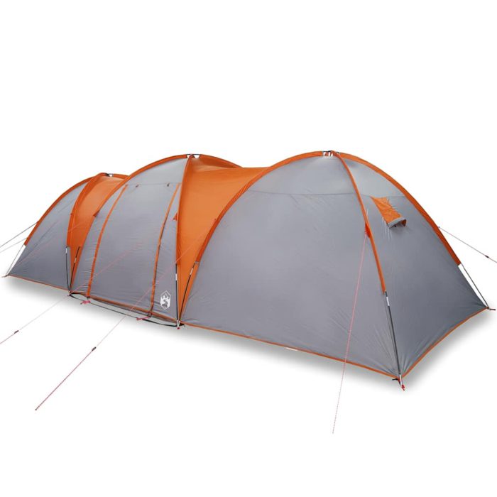 vidaXL Kuppeltelt for camping 8 personer grå og oransje vanntett