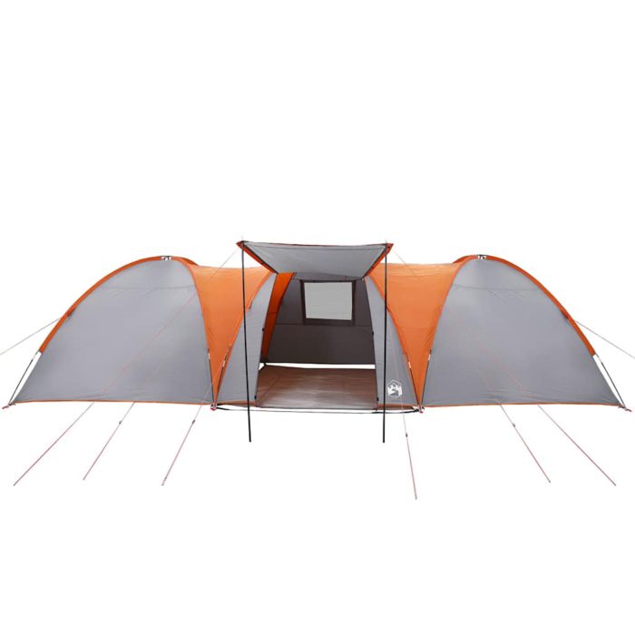 vidaXL Kuppeltelt for camping 8 personer grå og oransje vanntett