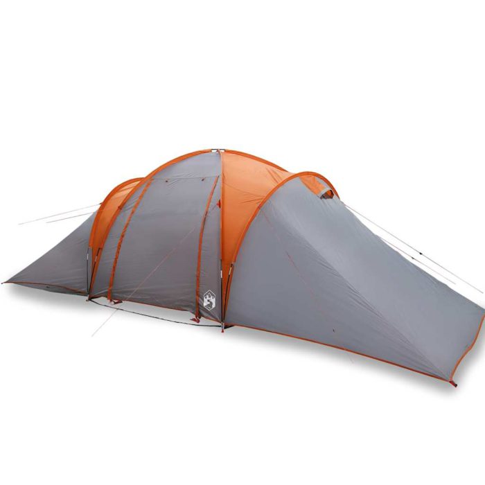 vidaXL Kuppeltelt for camping 6 personer grå og oransje vanntett