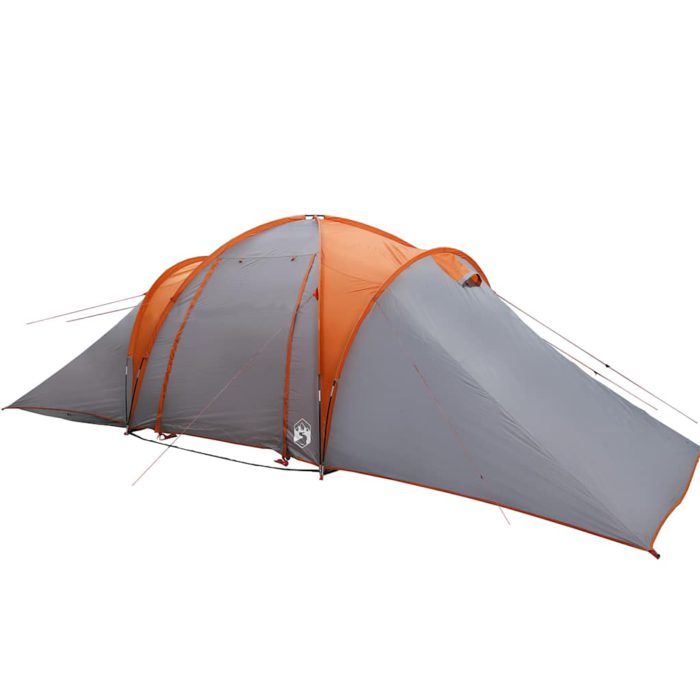vidaXL Kuppeltelt for camping 6 personer grå og oransje vanntett