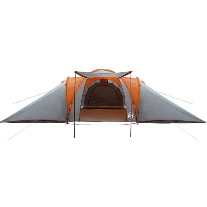 vidaXL Kuppeltelt for camping 6 personer grå og oransje vanntett