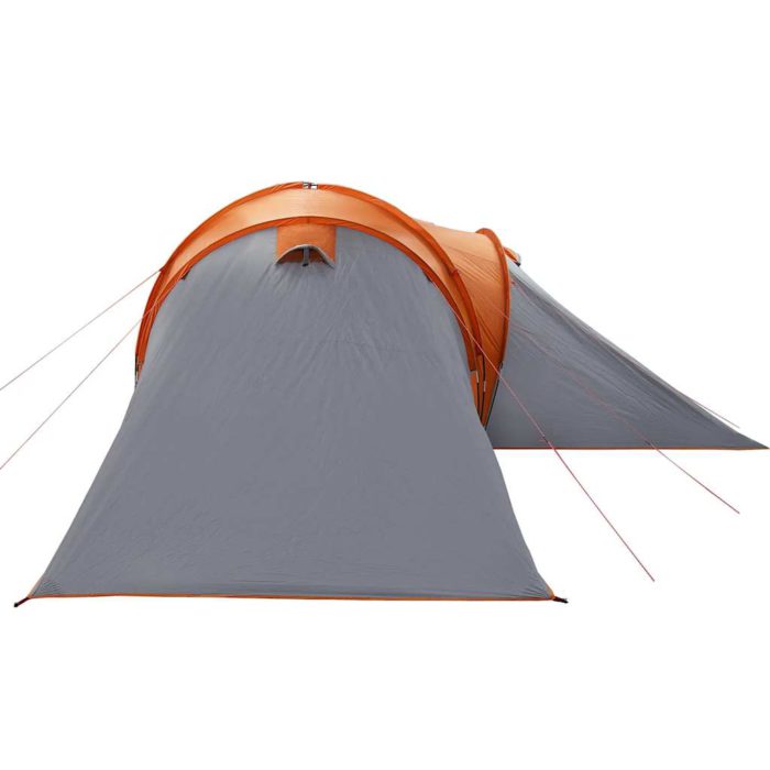 vidaXL Kuppeltelt for camping 6 personer grå og oransje vanntett