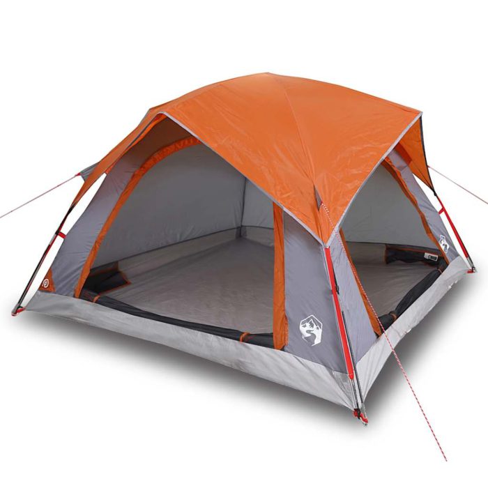 vidaXL Campingtelt 4 personer grå og oransje vanntett