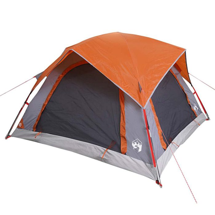 vidaXL Campingtelt 4 personer grå og oransje vanntett