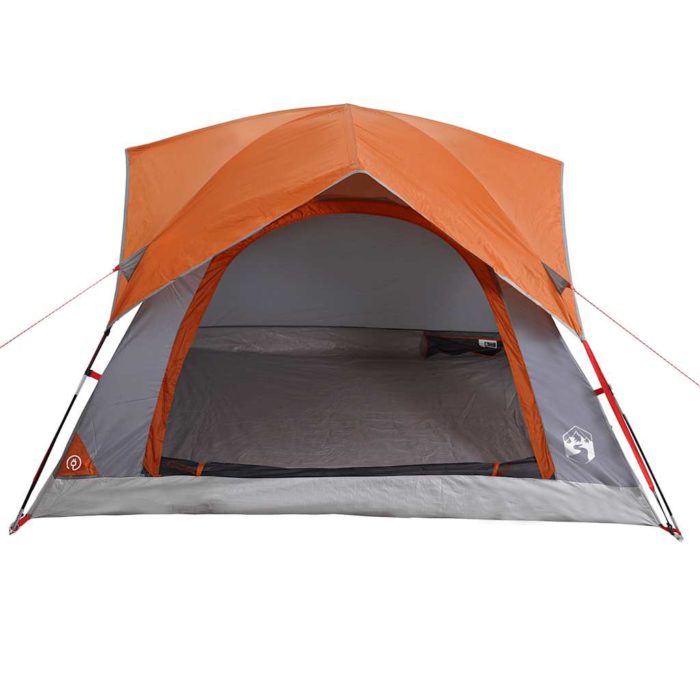 vidaXL Campingtelt 4 personer grå og oransje vanntett