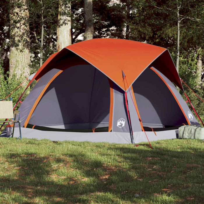 vidaXL Campingtelt 4 personer grå og oransje vanntett
