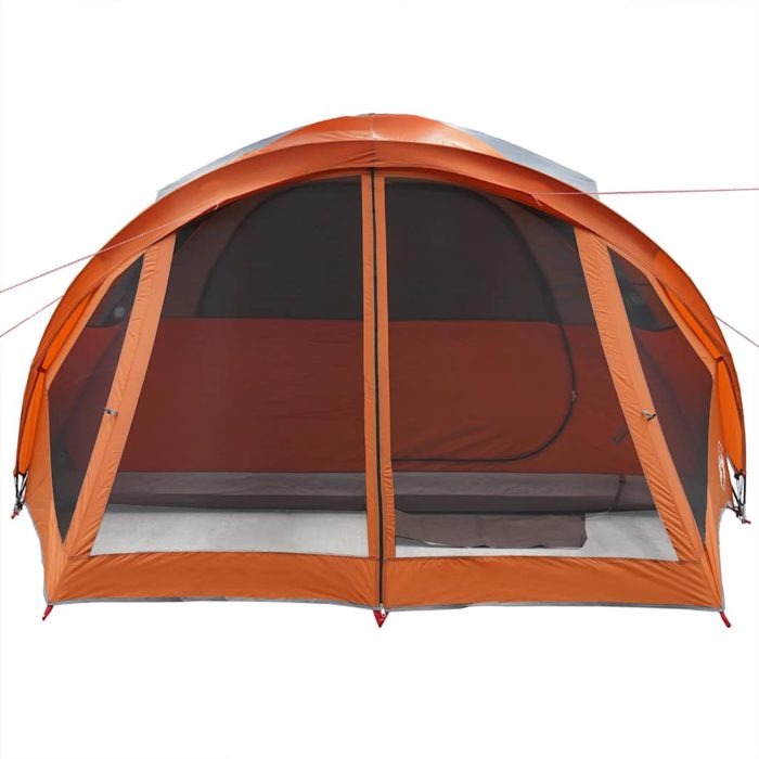 vidaXL Tunneltelt for camping 6 personer grå og oransje vanntett