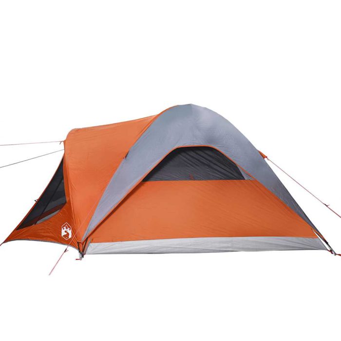 vidaXL Tunneltelt for camping 6 personer grå og oransje vanntett