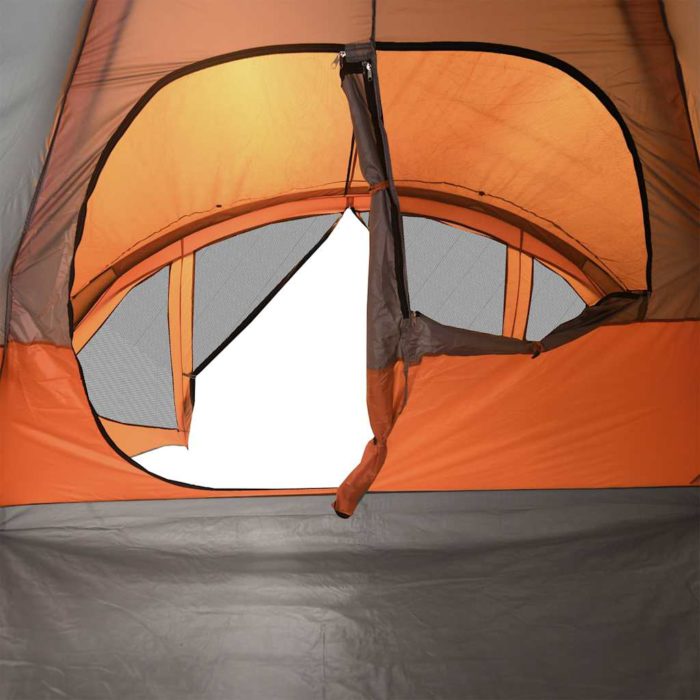 vidaXL Tunneltelt for camping 6 personer grå og oransje vanntett