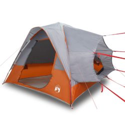 vidaXL Campingtelt 4 personer grå og oransje vanntett