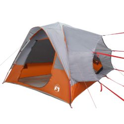 vidaXL Campingtelt 4 personer grå og oransje vanntett