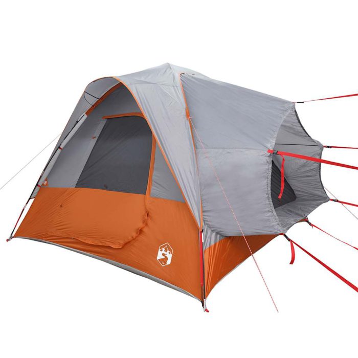 vidaXL Campingtelt 4 personer grå og oransje vanntett