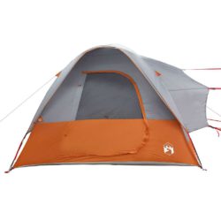 vidaXL Campingtelt 4 personer grå og oransje vanntett