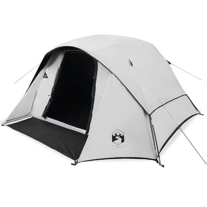 vidaXL Campingtelt hytte 4 personer hvit blendingsstoff vanntett