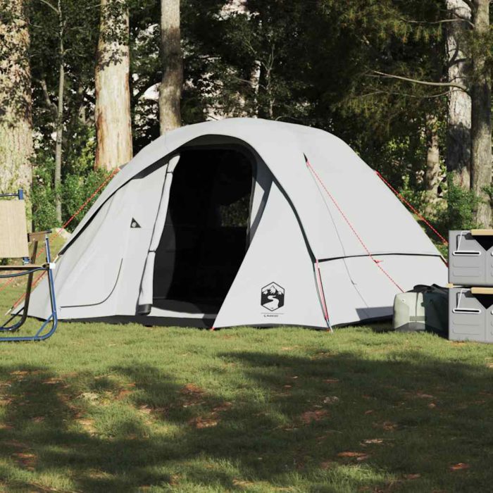 vidaXL Campingtelt hytte 4 personer hvit blendingsstoff vanntett