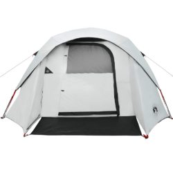 vidaXL Campingtelt hytte 4 personer hvit blendingsstoff vanntett