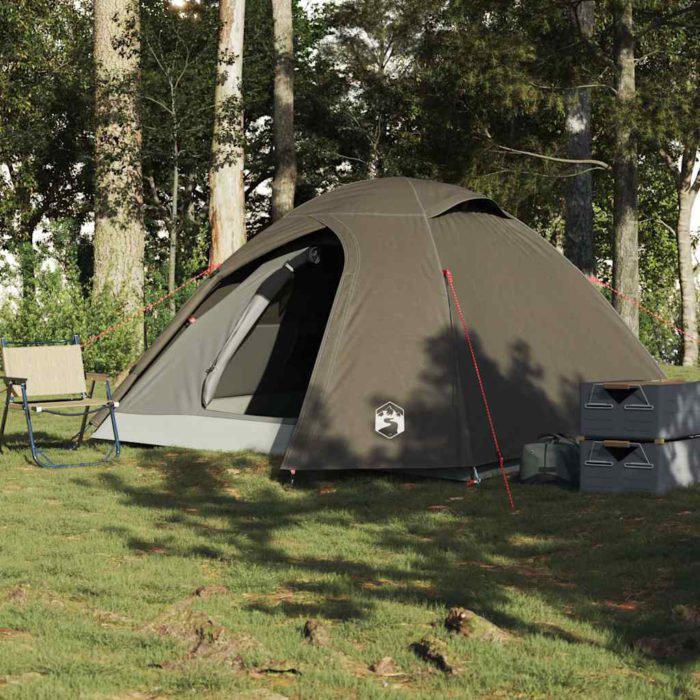 vidaXL Kuppeltelt for camping 3 personer brun vanntett