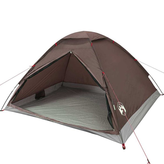 vidaXL Kuppeltelt for camping 4 personer brun vanntett