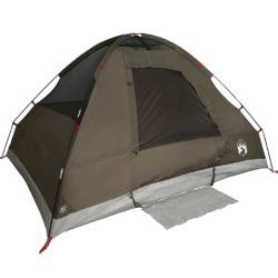 vidaXL Kuppeltelt for camping 6 personer brun vanntett