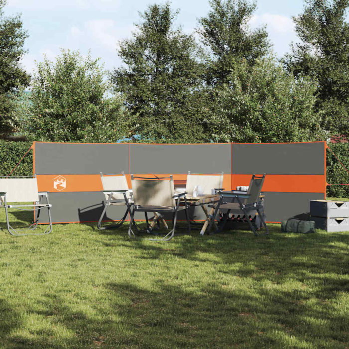 vidaXL Vindskjerm for camping grå og oransje 490×123 cm vanntett