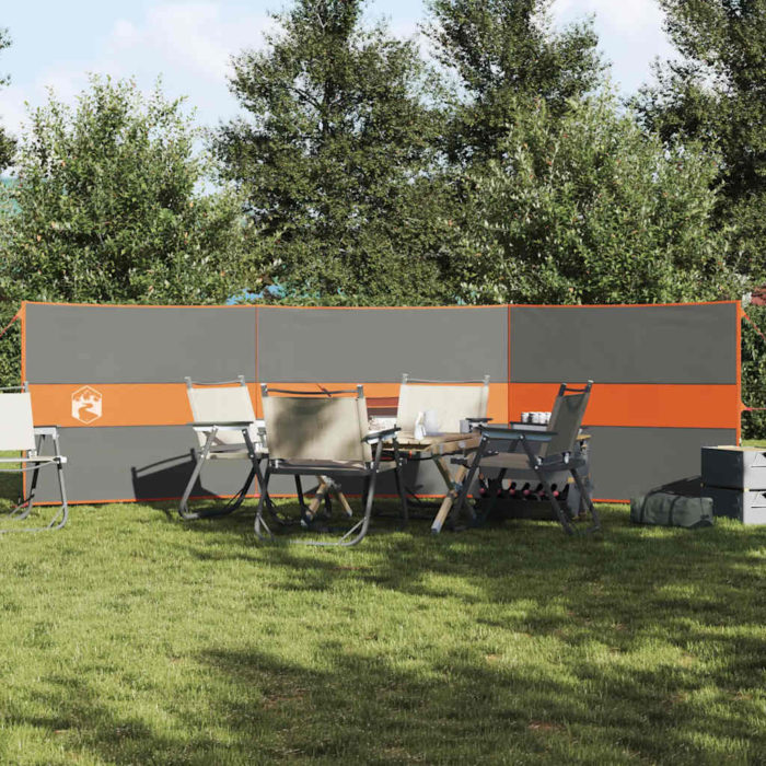 vidaXL Vindskjerm for camping grå og oransje 490×123 cm vanntett