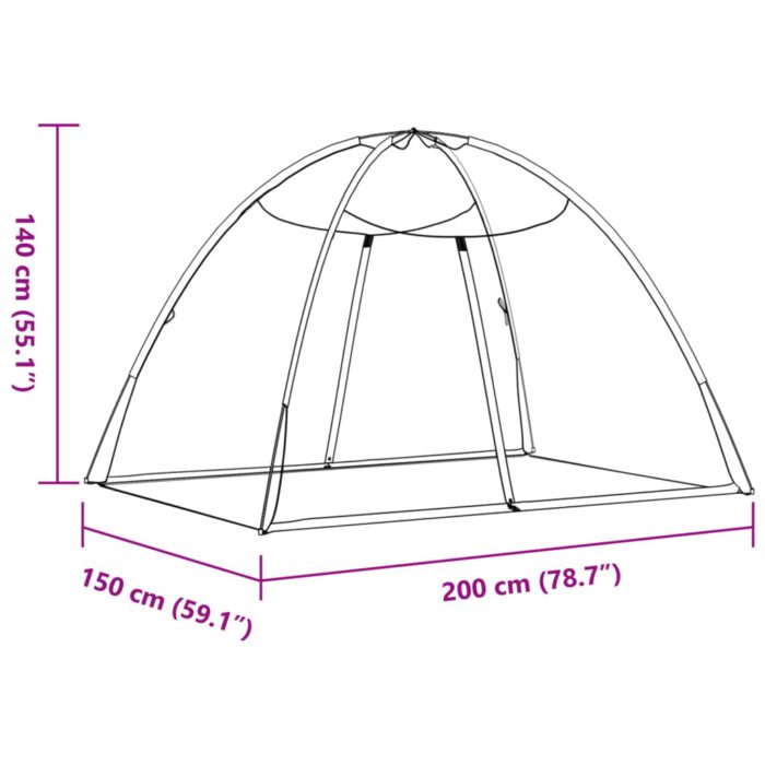 vidaXL Mongolsk myggnett med dører 220 netting svart 200x150x140 cm