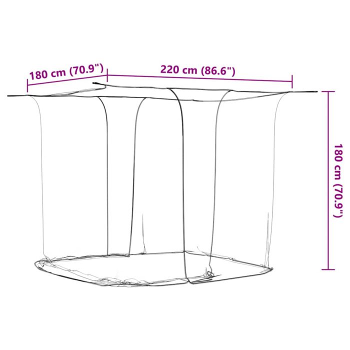 vidaXL Hengende myggnett 156 netting hvit 220x180x180 cm