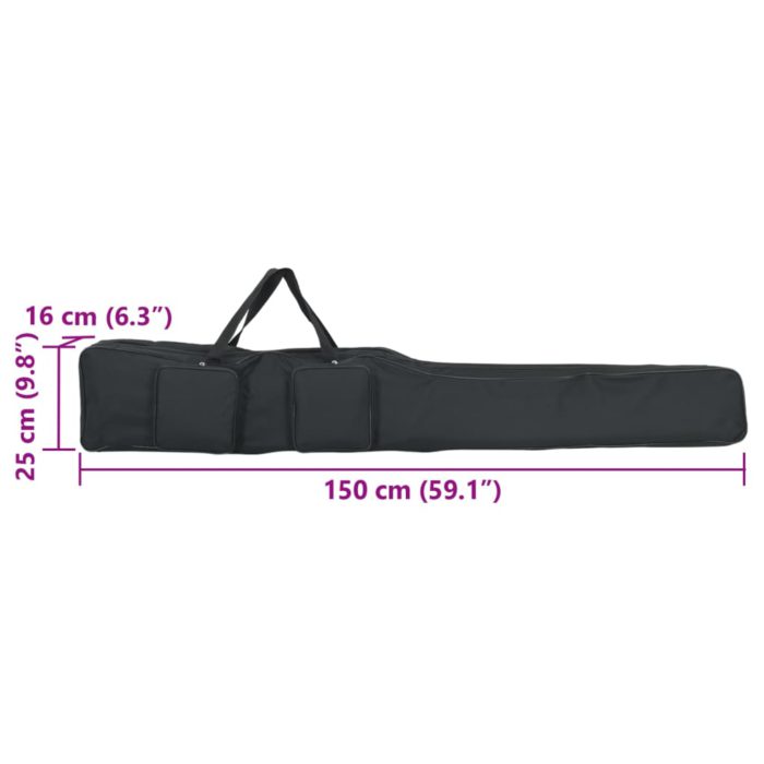 vidaXL Fiskestangpose svart 150 cm oxfordstoff