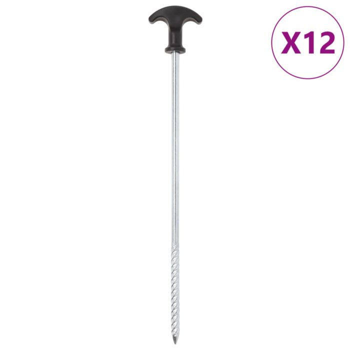 vidaXL Teltplugger 12 stk 30 cm Ø7 mm galvanisert stål