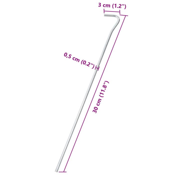 vidaXL Teltplugger 25 stk 30 cm Ø5 mm galvanisert stål