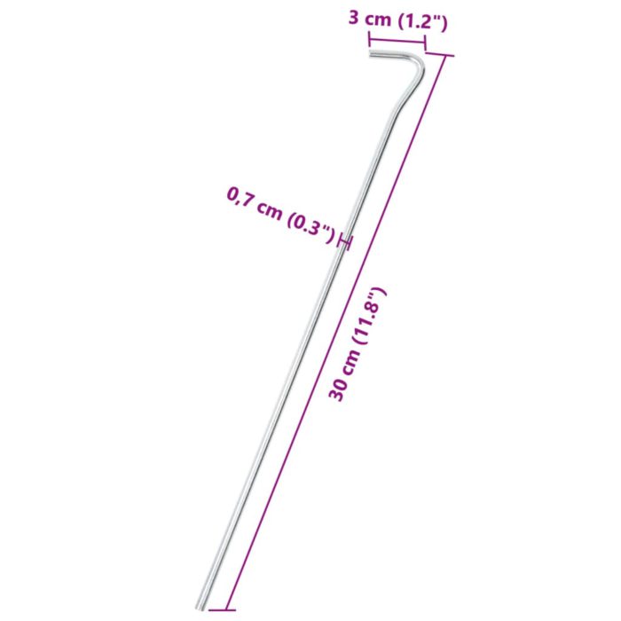 vidaXL Teltplugger 25 stk 30 cm Ø7 mm galvanisert stål