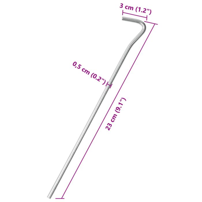 vidaXL Teltplugger 25 stk 23 cm Ø5 mm galvanisert stål