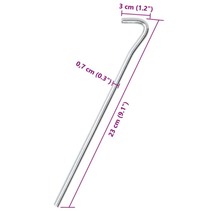vidaXL Teltplugger 50 stk 23 cm Ø7 mm galvanisert stål