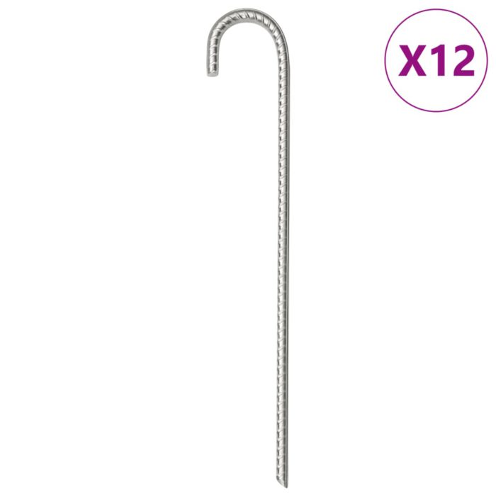 vidaXL Teltplugger 12 stk 37 cm Ø10 mm galvanisert stål
