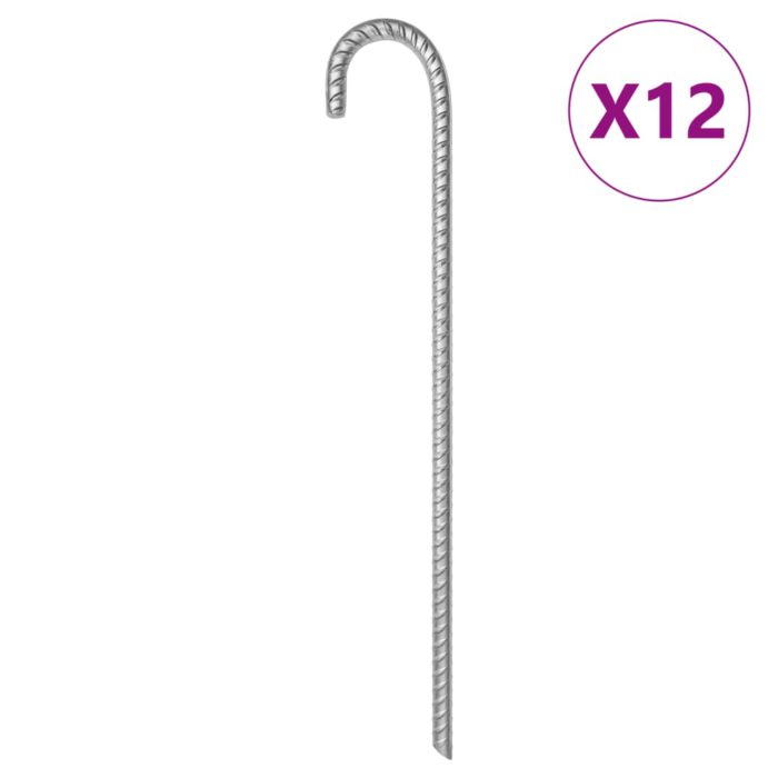 vidaXL Teltplugger 12 stk 41,5 cm Ø12 mm galvanisert stål