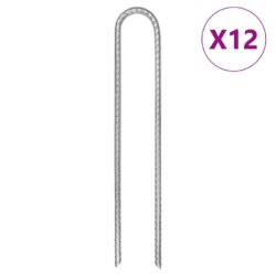 vidaXL Teltplugger 12 stk U-formet 30 cm Ø7 mm galvanisert stål
