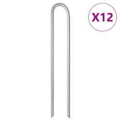 vidaXL Teltplugger 12 stk U-formet 37 cm Ø10 mm galvanisert stål