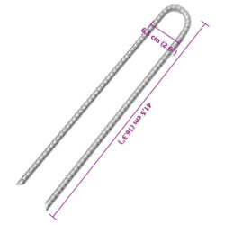 vidaXL Teltplugger 6 stk U-formet 41,5 cm Ø12 mm galvanisert stål