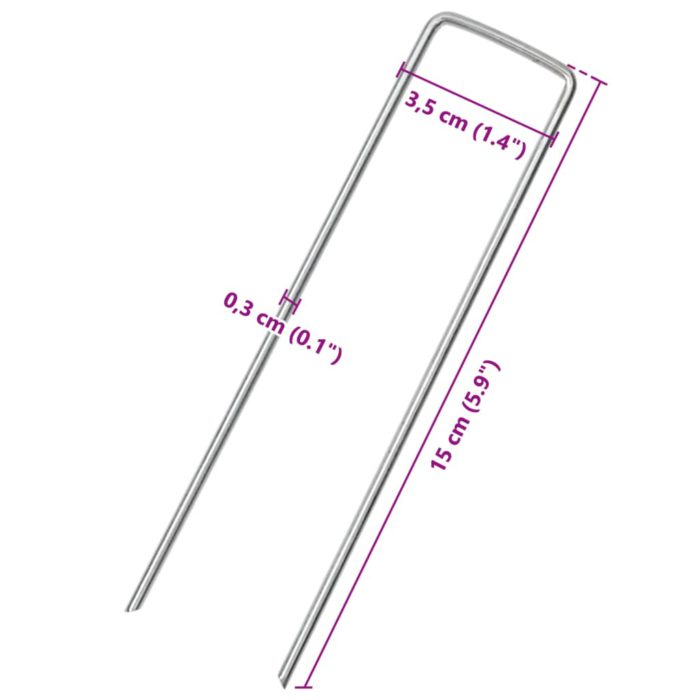 vidaXL Jordplugger U-formet 50 stk 15×3,5 cm galvanisert stål