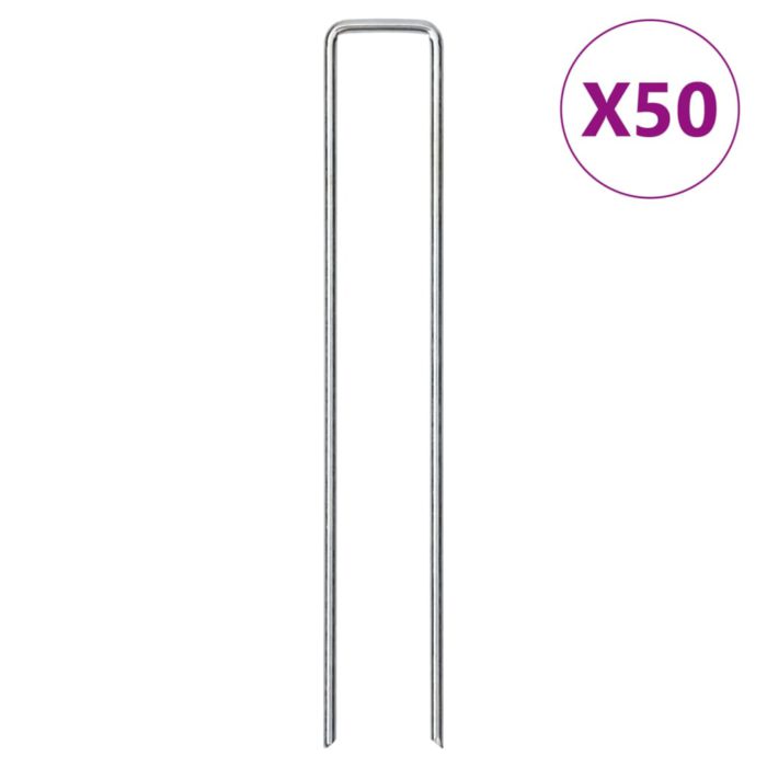 vidaXL Jordplugger U-formet 50 stk 20×4 cm galvanisert stål