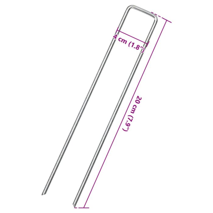 vidaXL Jordplugger U-formet 50 stk 20×4 cm galvanisert stål